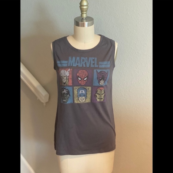 Marvel Tops - Marvel Character Muscle Tank Charcoal​​​​​​​​​